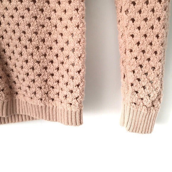 Ann Taylor LOFT Petites Crochet Pink Rose colored Sweater, Size MP - Picture 4 of 7
